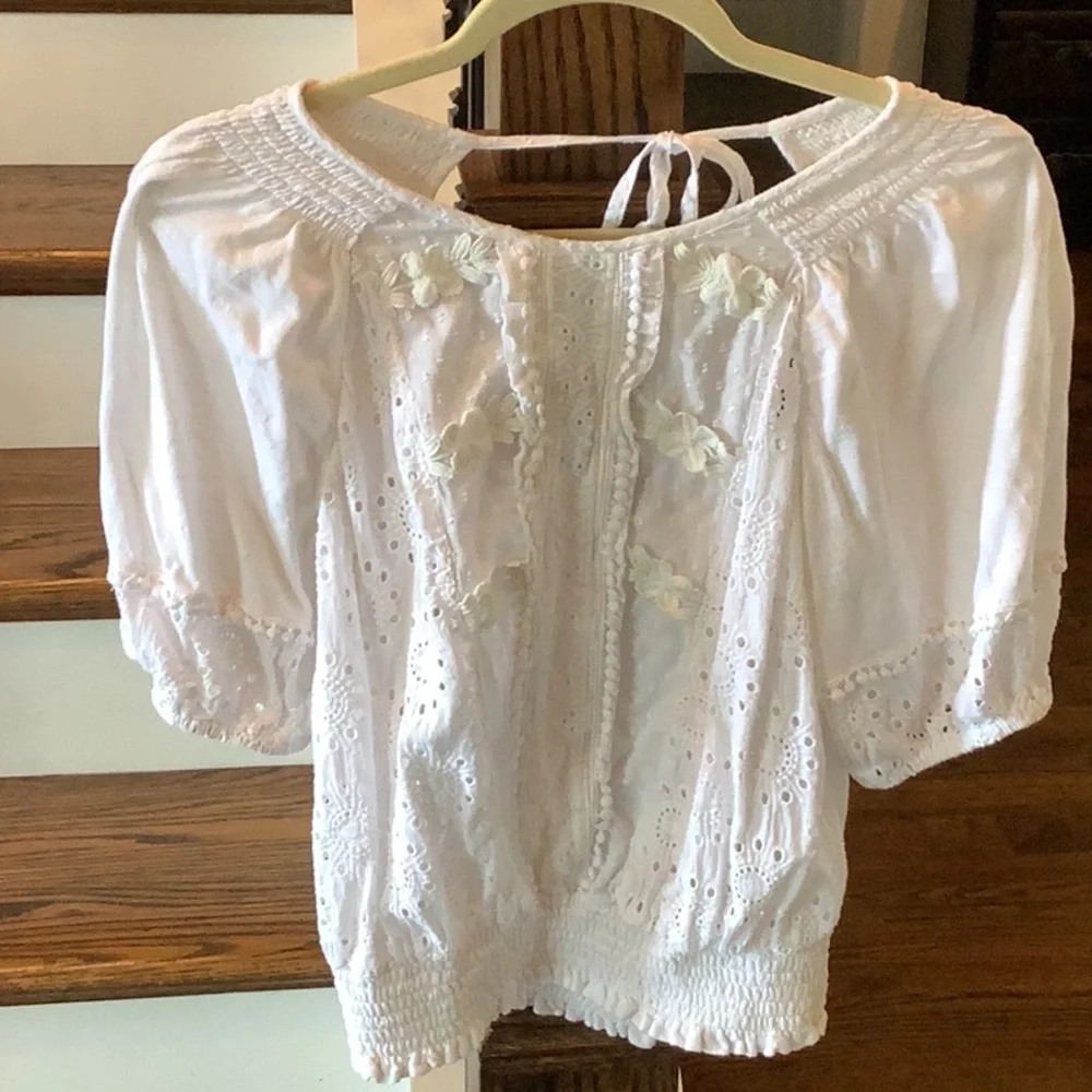 Anthropologie Porridge White Puff Sleeve Blouse